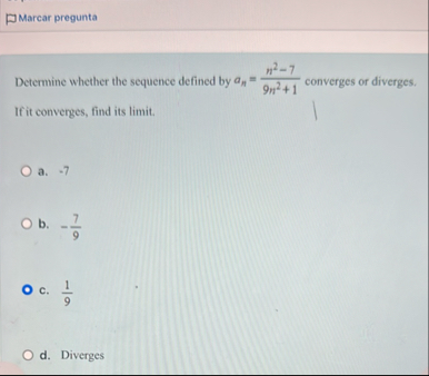 Marcar pregunta Determine whether the sequence