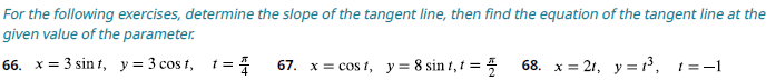 For the following exercises, determine the slope