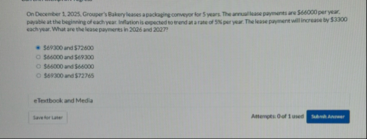 On December 1 . 2 0 2 5 , Grouper's Bakery leases