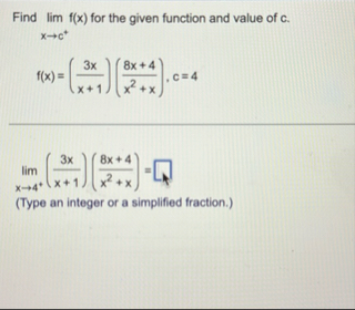 Find lim x c f ( x ) for the given function and