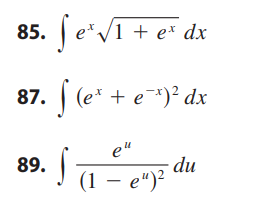 Evaluate the integral. e x 1 + e x 2 d x e u ( 1