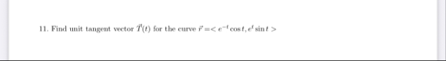 Find unit tangent wector vec ( T ) ( t ) for the