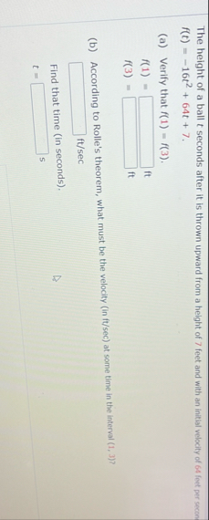 The height of a ball t seconds after it is thrown