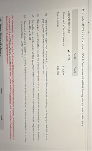 At December 3 1 , 2 0 2 5 , the trial balance of