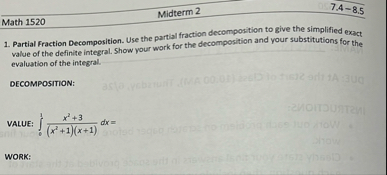 Math 1 5 2 0 7 . 4 - 8 . 5 Partial Fraction