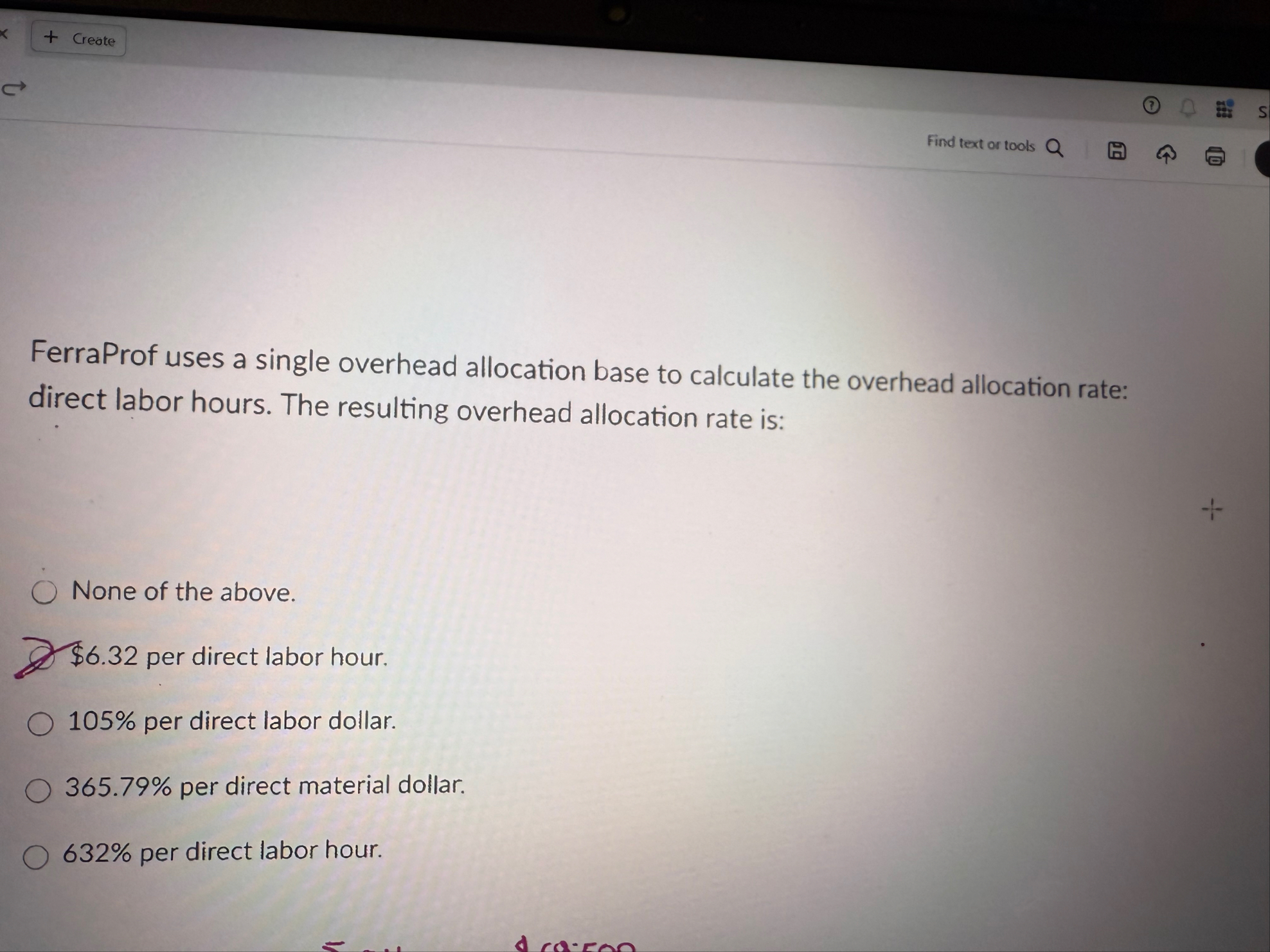 FerraProf uses a single overhead allocation base