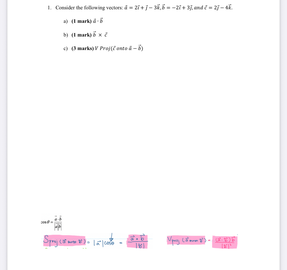 Consider the following vectors: vec ( a ) = 2 vec