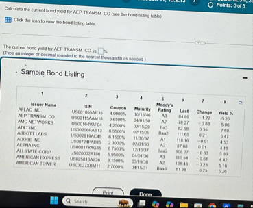 Calculate the current bond yeld for AEP TRANSM.