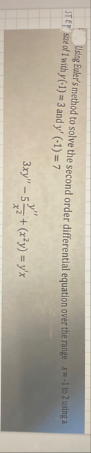 Using Euler's method to solve the second order