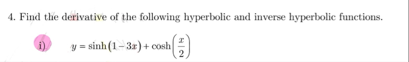 Find the derivative of the following hyperbolic