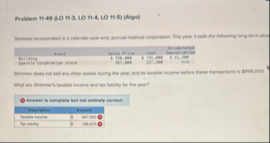 Problem 1 1 - 4 9 ( LO 1 1 - 3 , LO 1 1 - 4 , LO