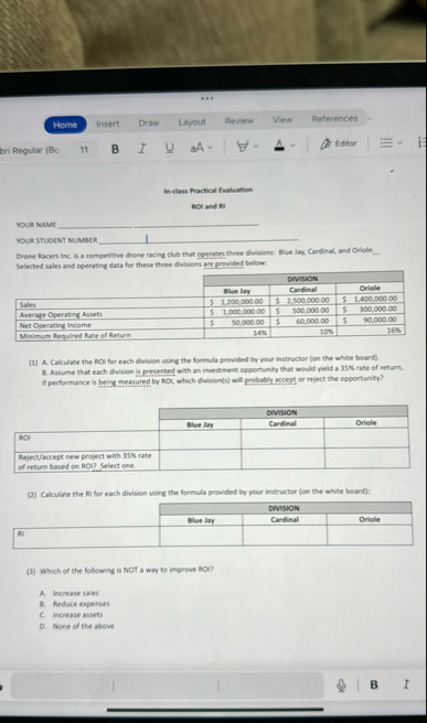 Home Insert Draw Layout Review View References In