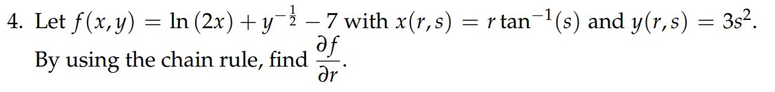 Let f ( x , y ) = l n ( 2 x ) + y - 1 2 - 7 with
