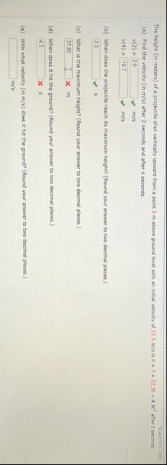 SCalcet 9 3 7 0 0 9 The height ( in meters ) of a