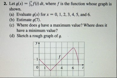 Let g ( x ) = 0 x f ( t ) d t , where f is the