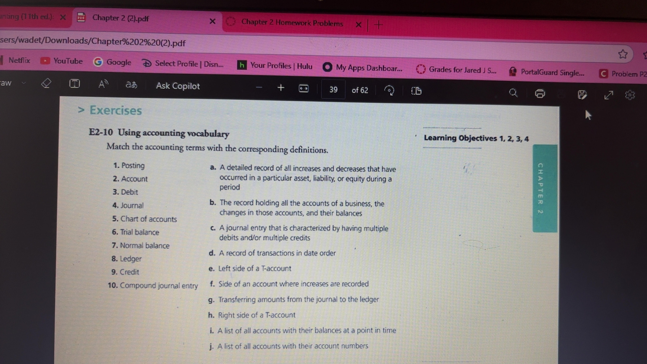 Exercises E 2 - 1 0 Using accounting vocabulary