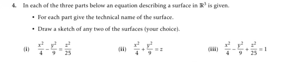 I n each o f the three parts below a n equation