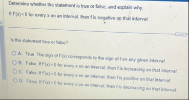 Determine whether the statement is true or false,