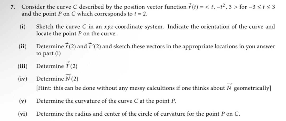 Consider the curve C described b y the position