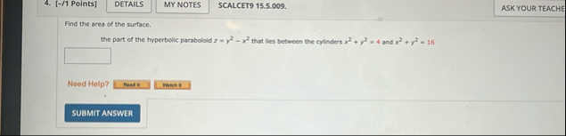 [ - / 1 Points ] SCALCET 9 1 5 . 5 . 0 0 9 . Find