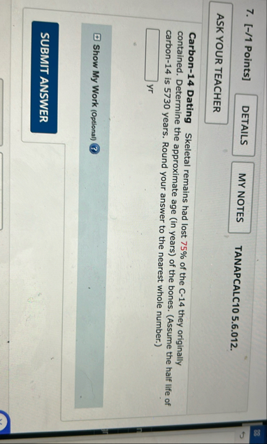 [ - / 1 Points ] TANAPCALC 1 0 5 . 6 . 0 1 2 .