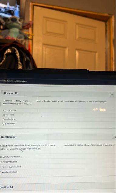 Question 1 2 2 pts There is a tendency toward