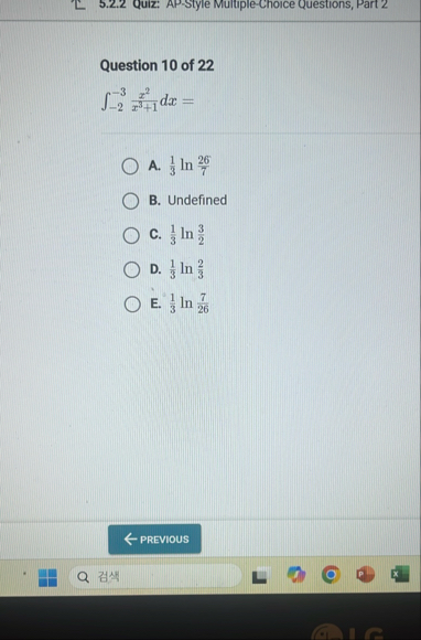 Question 1 0 of 2 2 - 2 - 3 x 2 x 3 1 d x = A . 1