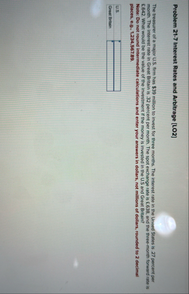 Problem 2 1 - 7 Interest Rates and Arbitrage [ LO