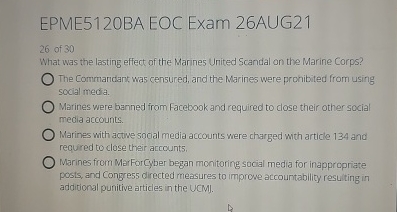 EPME 5 1 2 0 BA EOC Exam 2 6 AUG 2 1 2 6 of 3 0