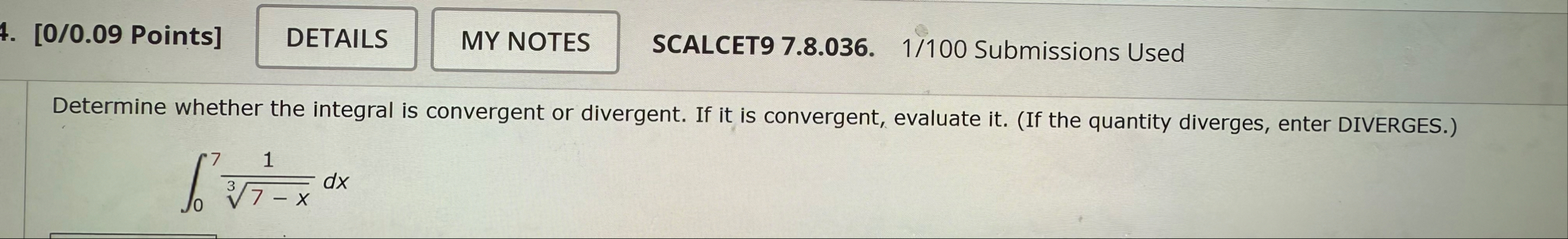 [ 0 / 0 . 0 9 Points ] SCALCET 9 7 . 8 . 0 3 6 .