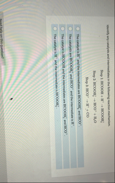 Identify any catalysts and intermediates in the