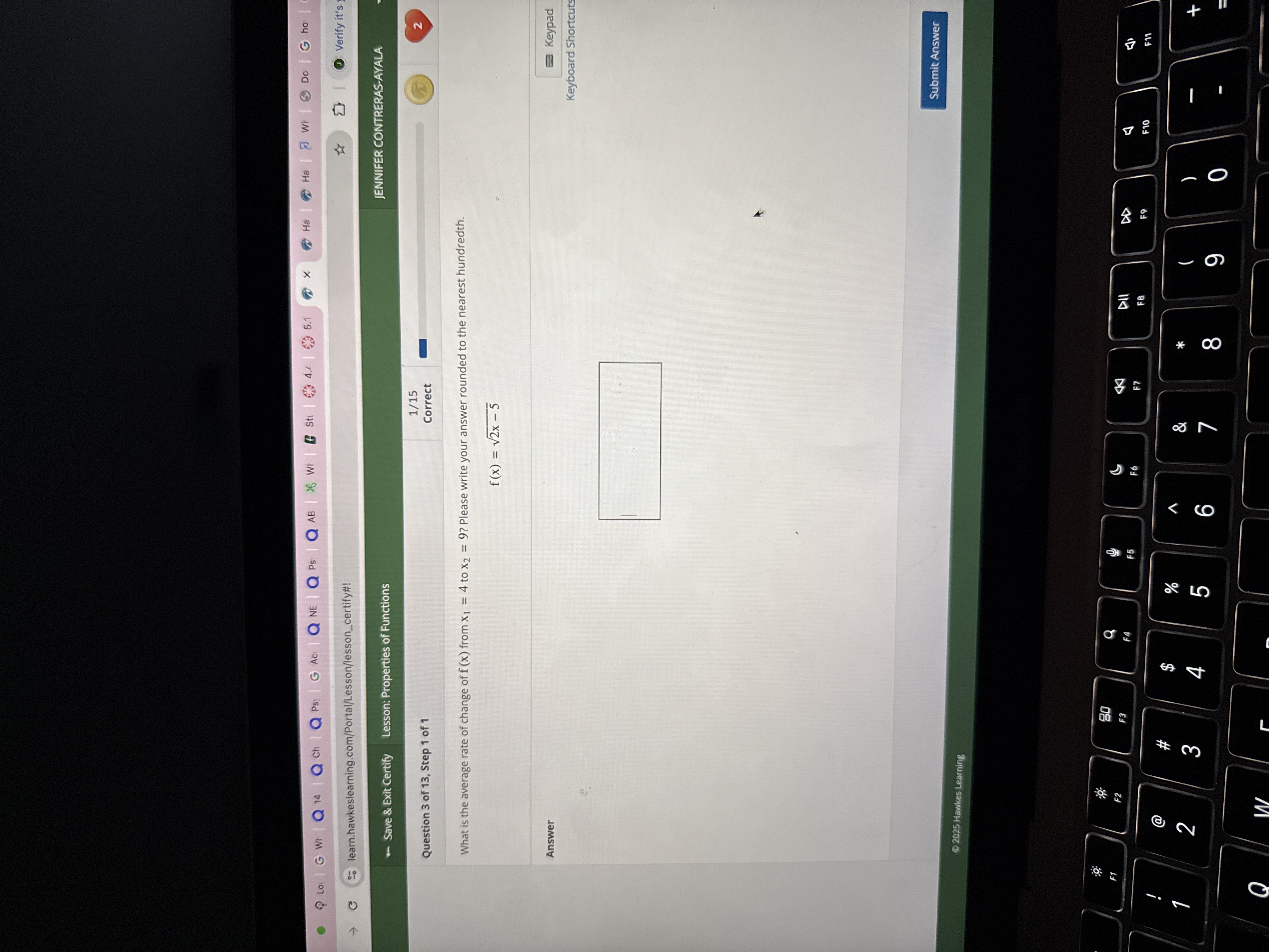 What i s the average rate o f change o f f ( x )