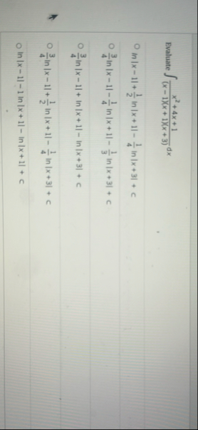 Evaluate x 2 4 x 1 ( x - 1 ) ( x 1 ) ( x 3 ) d x
