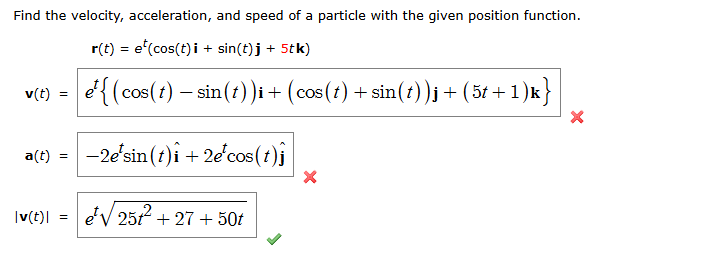 Find the velocity, acceleration, and speed o f a