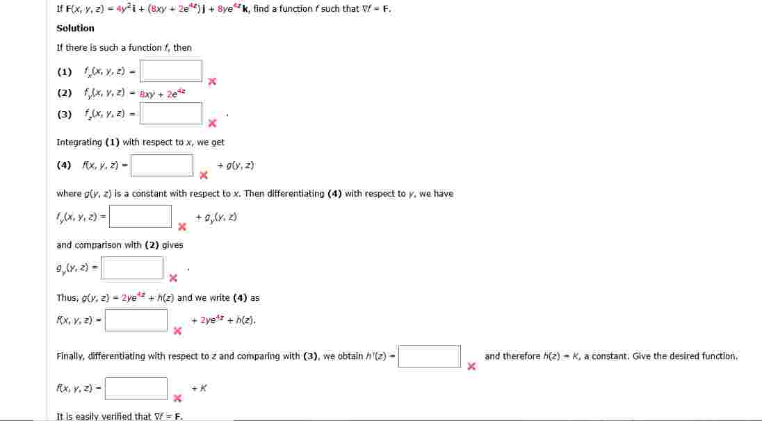 I f F ( x , y , z ) = 4 y 2 i + ( 8 x y + 2 e 4 z