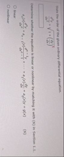 State the order of the given ordinary