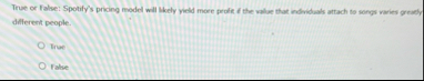 True or false: Spotify's pricing model will