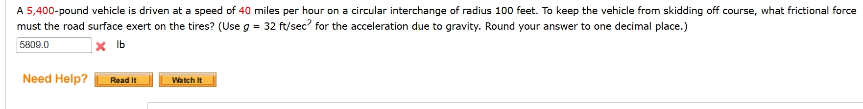 g = 3 2 f t s e c 2 for the acceleration due t o