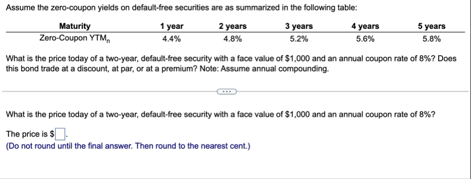 Assume the zero - coupon yields on default - free