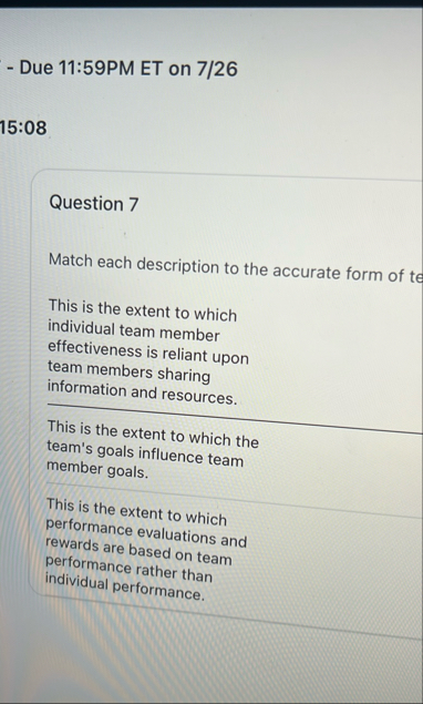 Due 1 1 : 5 9 PM ET on 7 / 2 6 1 5 : 0 8 Question