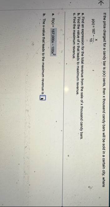 If the price charged for a candy bar is p ( x )