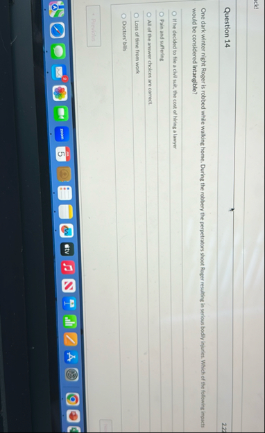 Question 1 4 One dark winter night Roger is