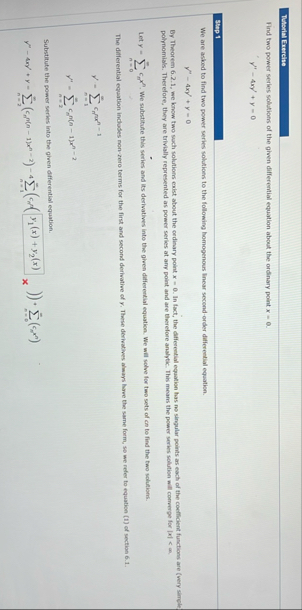 Rederial Enercise Find two power series solutions