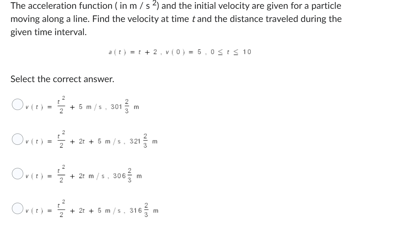 moving along a line. Find the velocity a t time t