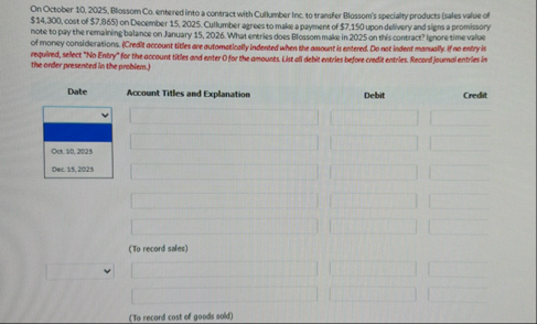 On October 1 0 , 2 0 2 5 , Blossom Co . entered