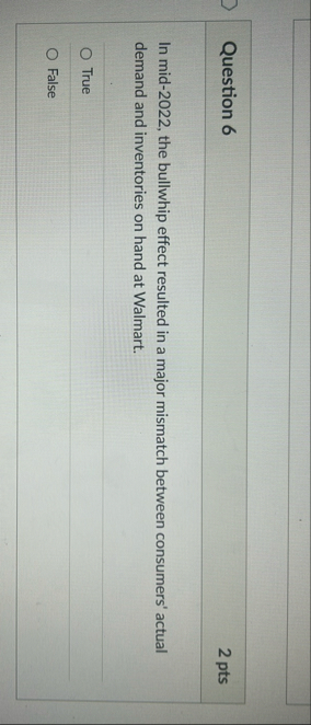 Question 6 2 pts In mid - 2 0 2 2 , the bullwhip