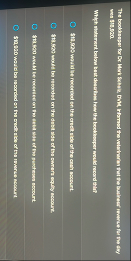 The bookkeeper for Dr . Mark Schokz, DVM ,