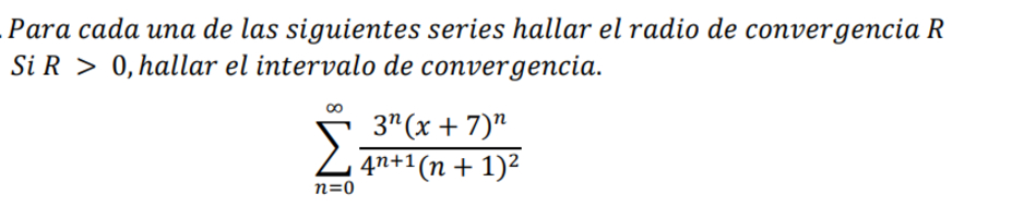 Para cada una d e las siguientes series hallar e