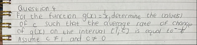 Question 4 For the function g ( x ) = 1 x ,