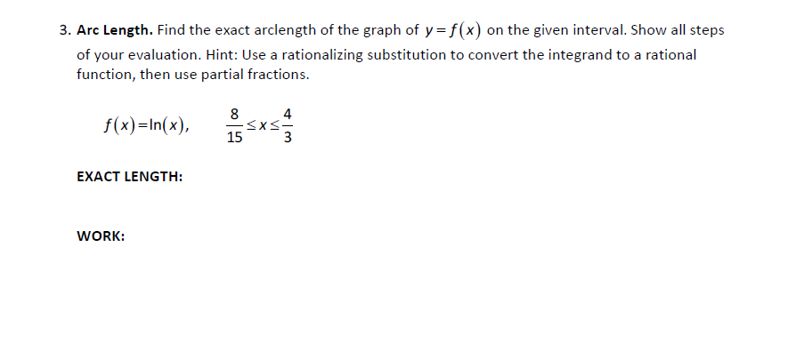 Arc Length. Find the exact arclength o f the